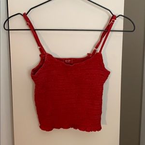 cropped smocked tank top
